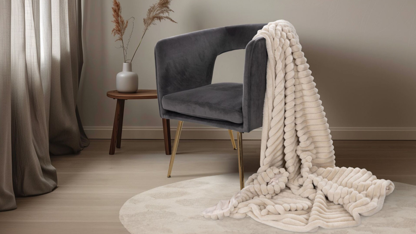 Lalee Plush Blanket Beige 