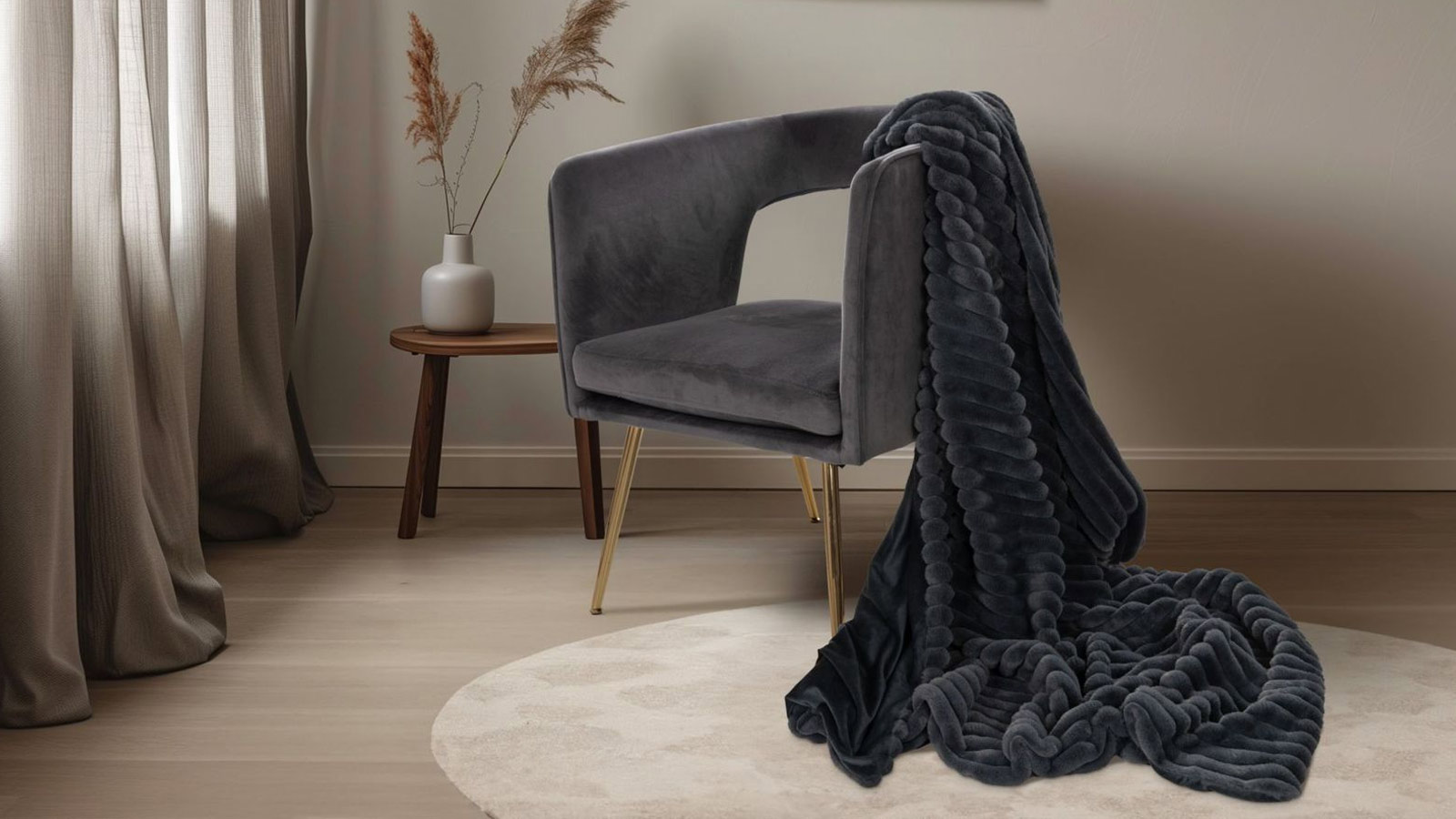 Lalee Plush Blanket Graphite