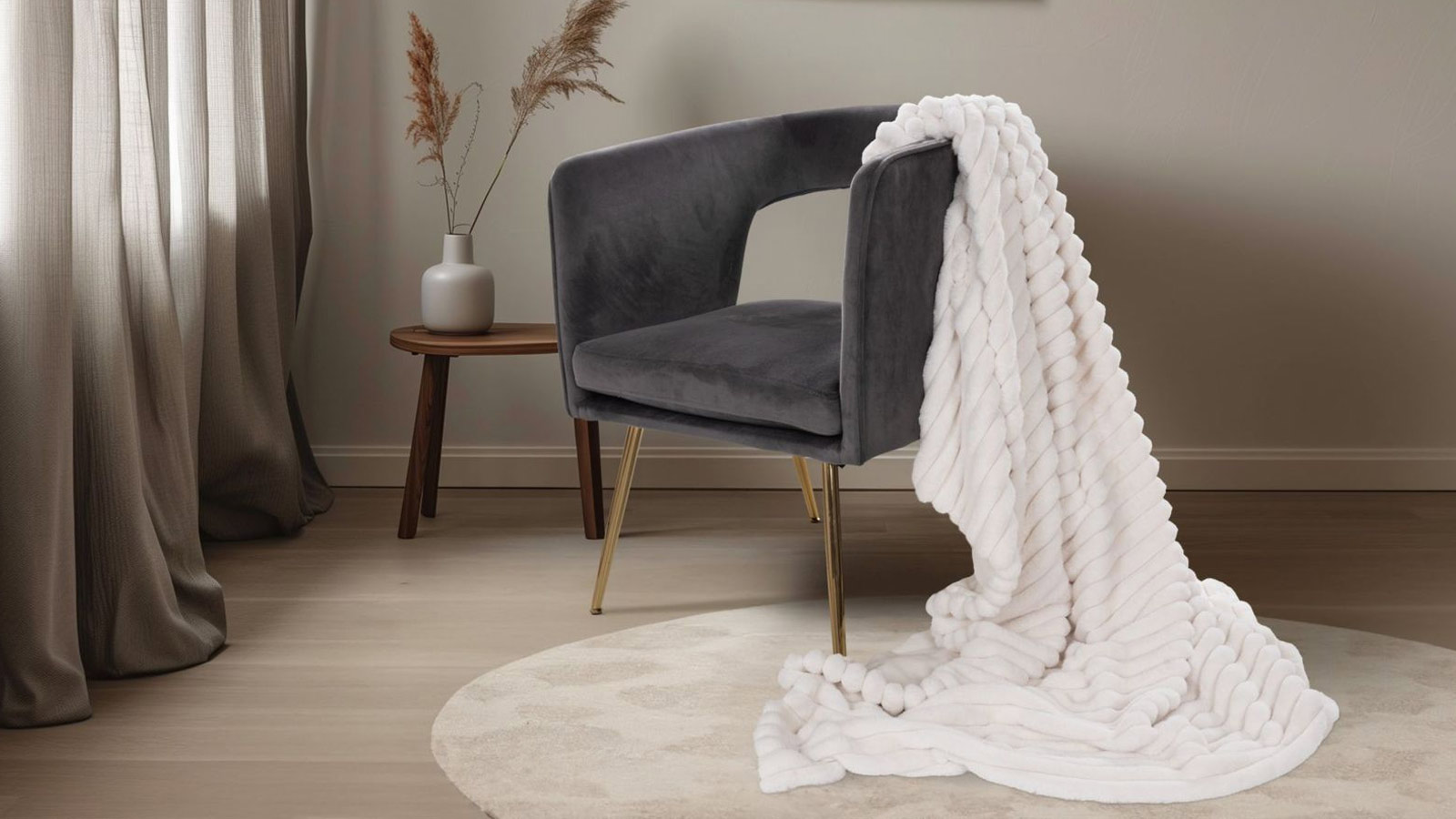 Lalee Plush Blanket Ivory