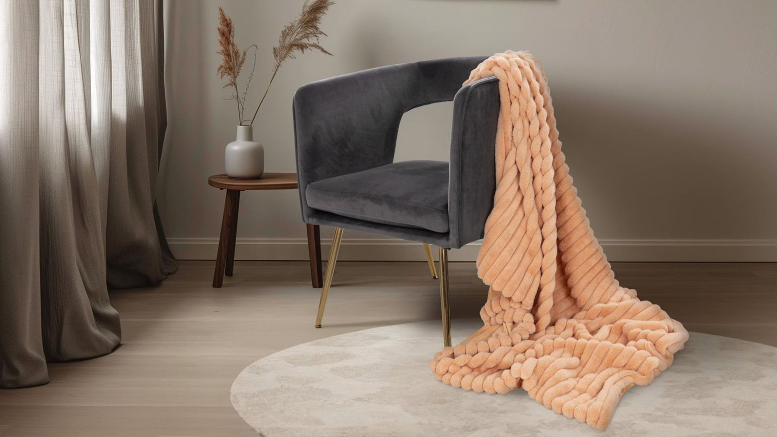 Lalee Plush Blanket Peach